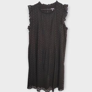 Kensie Womens Dress Sz‎ 14 Black Eyelet Cotton Sleeveless Halloween Whimsicore